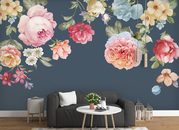 Цветы на сером фоне