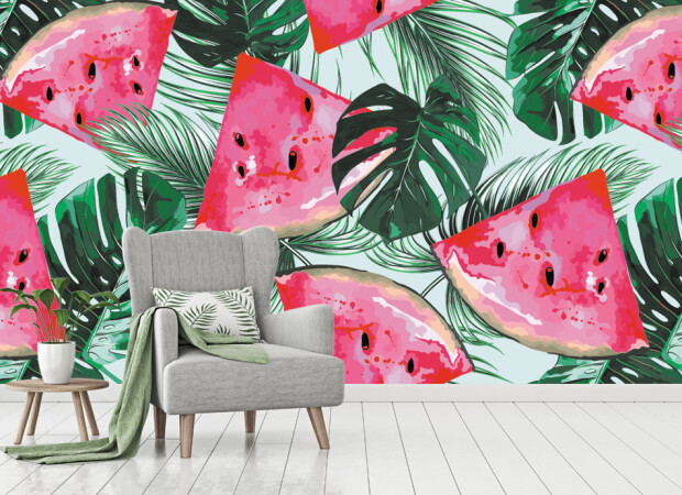 Арбузы с листвой