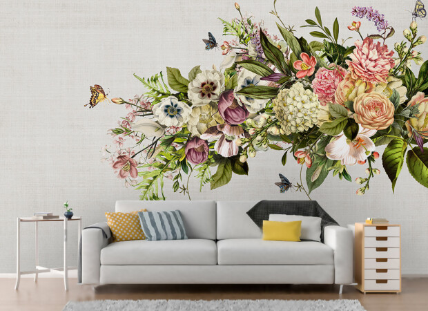 Яркий букет на сером фоне