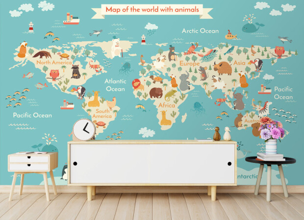 Карта мира с животными
