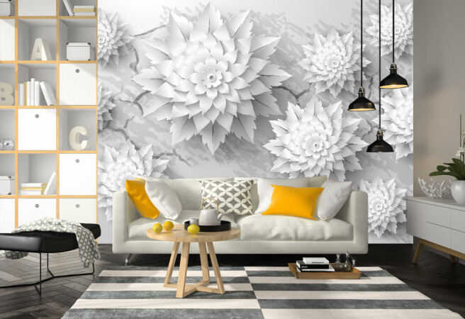 Фотообои белые цветы