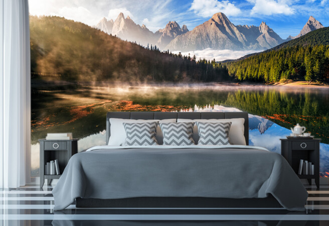 Фотообои озеро в тумане