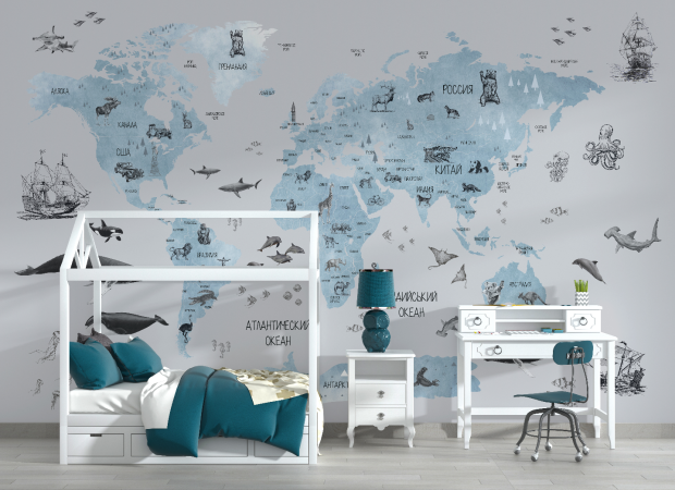 карта в нежно-голубом на русском