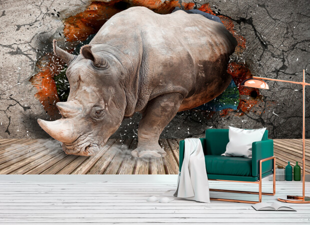 носорог в стене