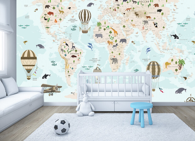 карта с животными и шарами