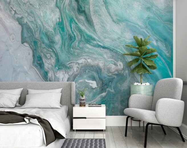 Фотообои флюид бирюзово-серый