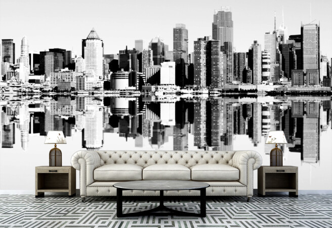 Фотообои город в отражении