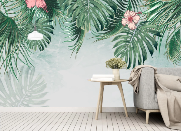 листья монстеры в цветах