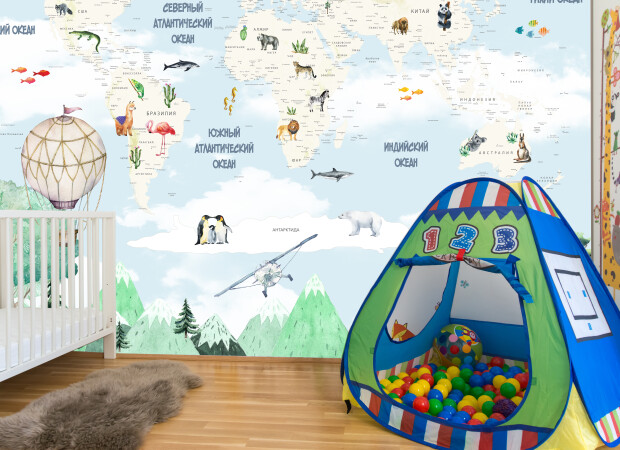 карта с животными и горами