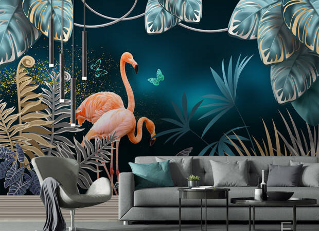 Фламинго в ночных джунглях