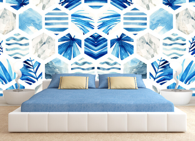 мозаика из синих листьев