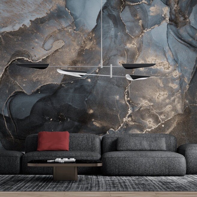 Фотообои синий флюид с мелким вкраплением золота