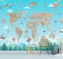 Фотообои Карта с горами в голубых тонах