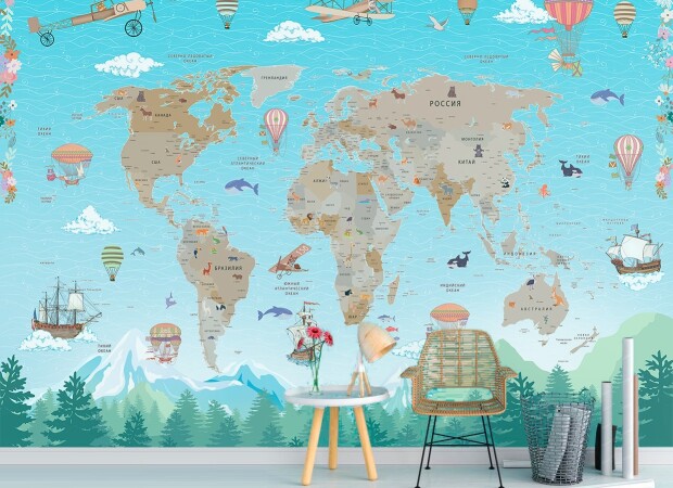 Карта с горами в голубых тонах