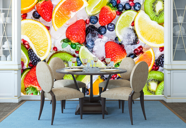 Фотообои фрукты на льду