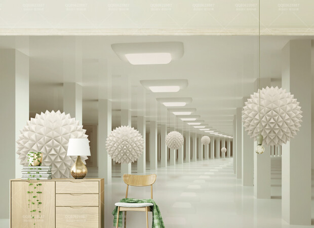 Шары в белом тунеле