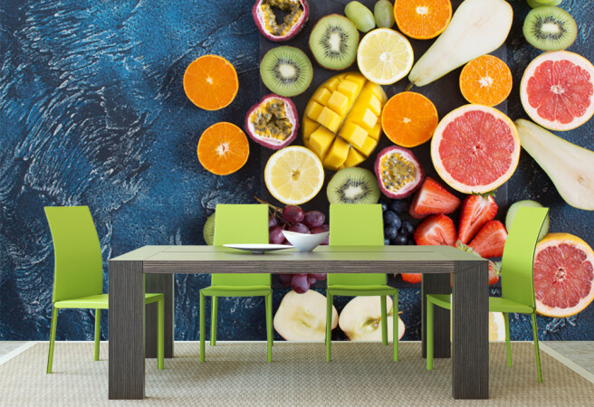 Фотообои фрукты на синем