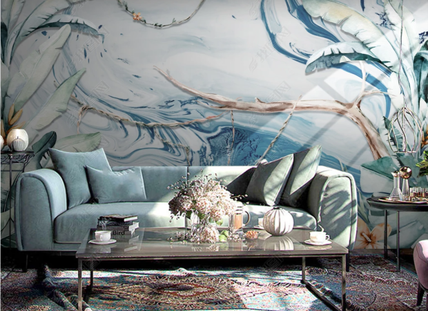 ветви на мраморном фоне