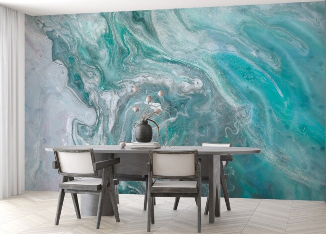 Фотообои флюид бирюзово-серый