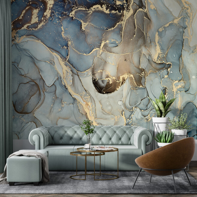 Фотообои сине-коричнево-бирюзовый флюид