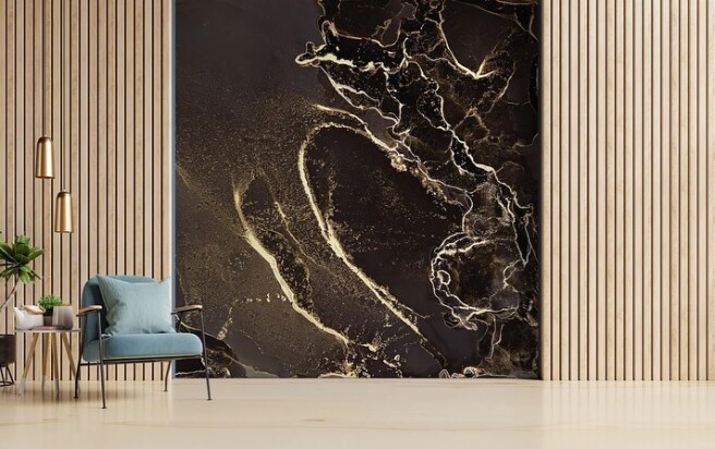 Фотообои черный флюид с золотом