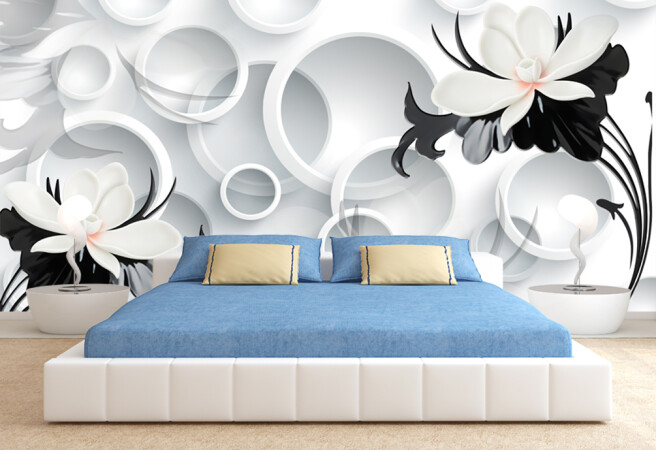 Фотообои черно-белые лилии