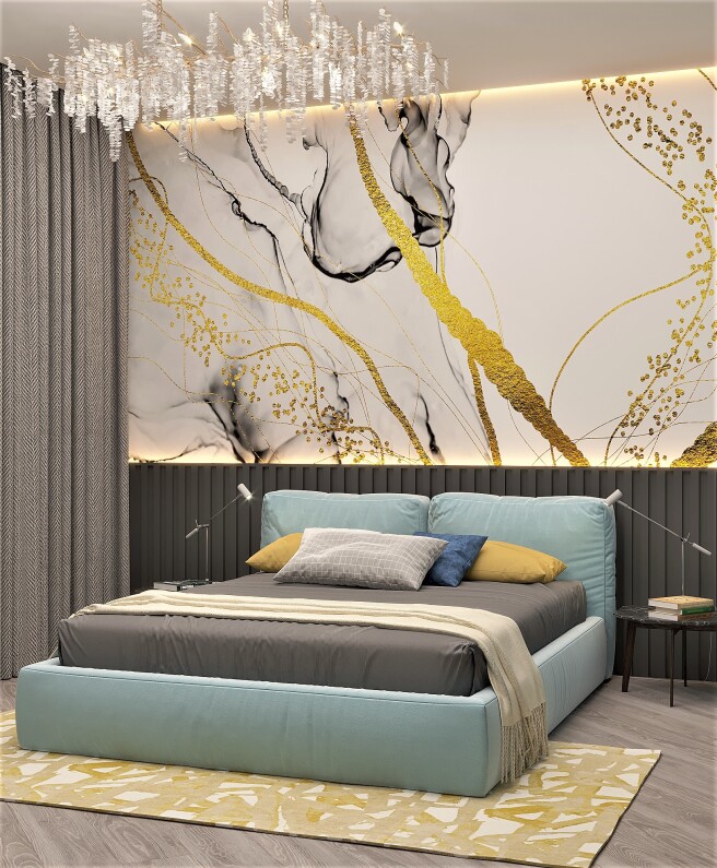 Фотообои флюид золотые линии