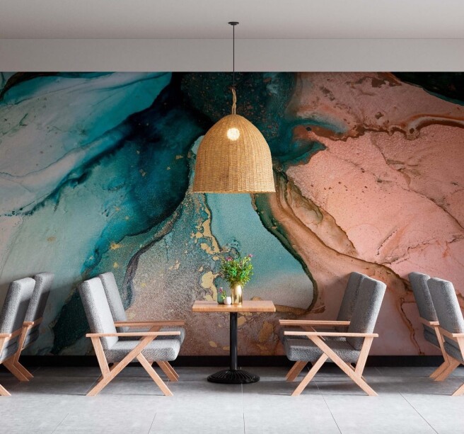 Фотообои розово-бирюзовый флюид