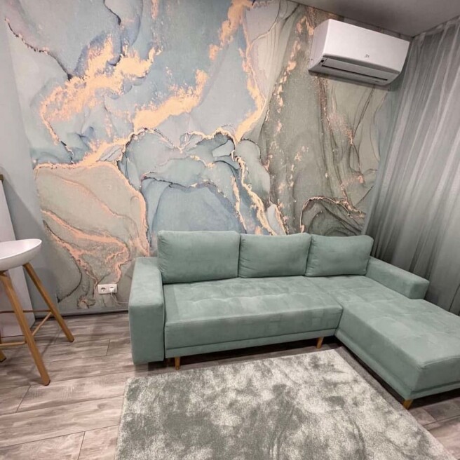 Фотообои зелено-голубой флюид