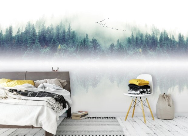 дымка озеро и лес