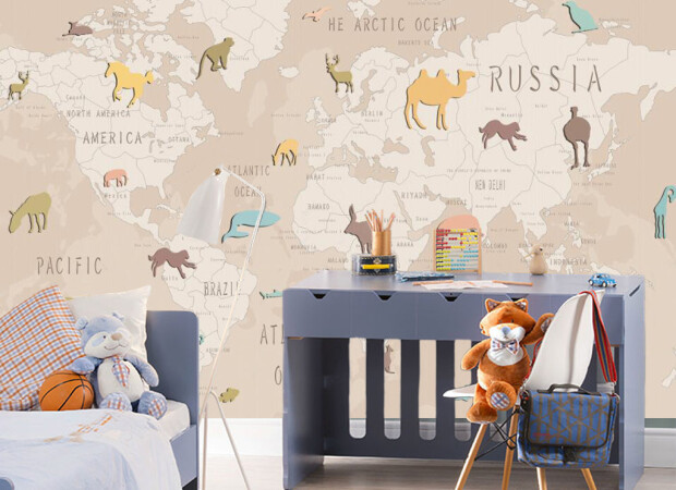 Бежевая карта мира