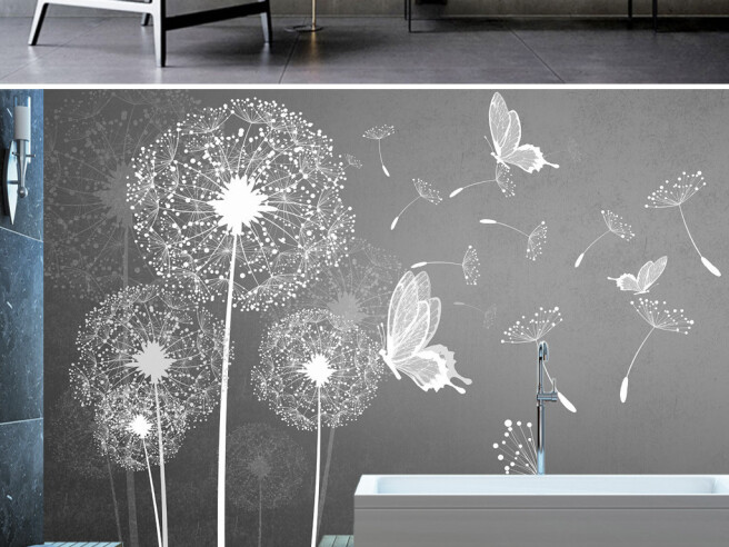 Фотообои Одуванчик с бабочками