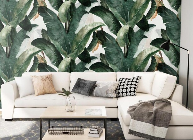 огромные тропические листья зеленые