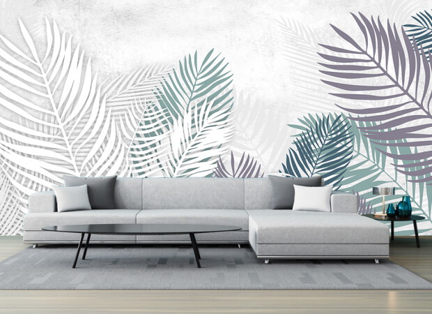 разноцветные листья в интерьере