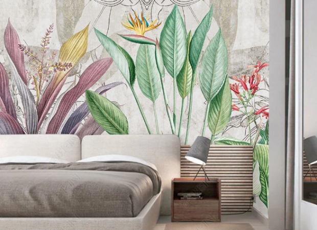 тропическая фантазия на стене