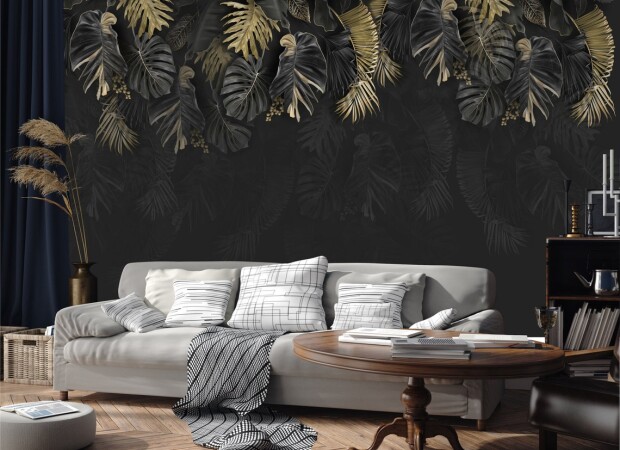 свисающие черные тропические листья