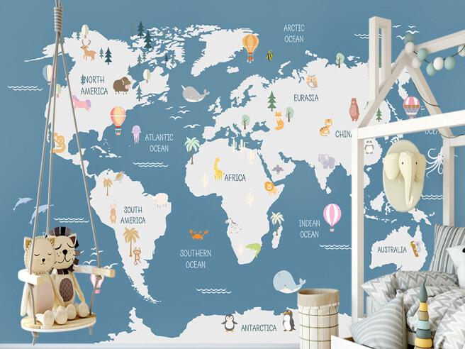 Фотообои Карта и воздушные шары