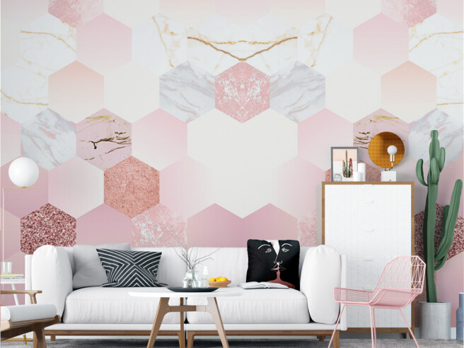 Фотообои Розовые соты