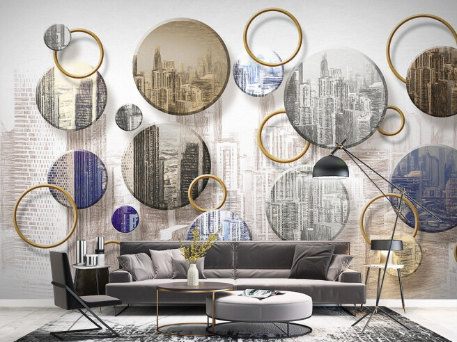 Фотообои Город через круги