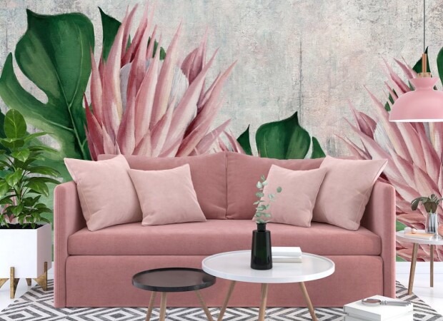 огроные розовые тропические цветы