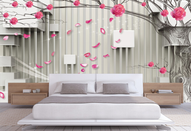 Фотообои лепестки в интерьере