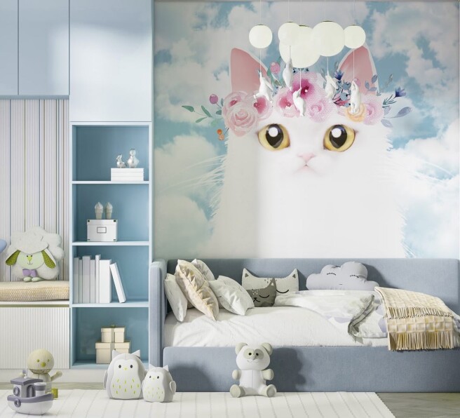 Фотообои котик в веночке