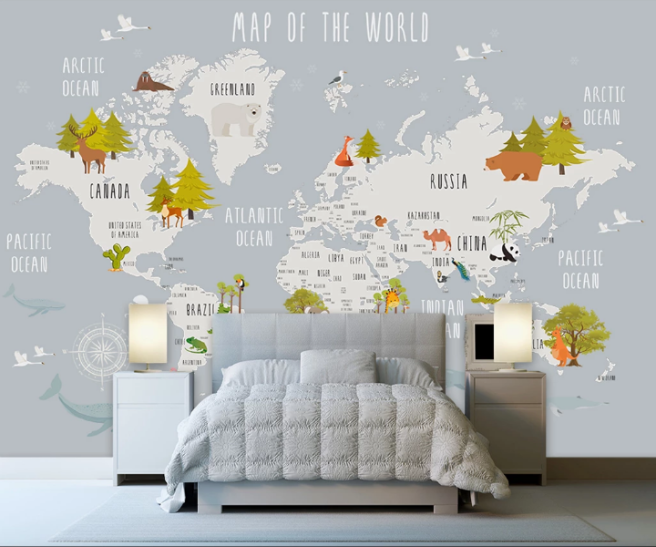 Фотообои Детская карта в скандинавском стиле