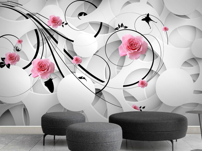 Фотообои Круги с розами