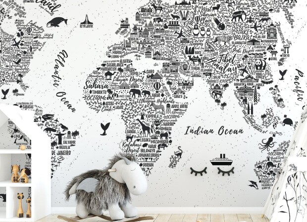 карта в чб с животными