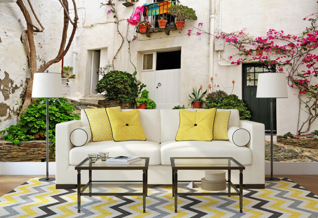 Фотообои дом с цветами