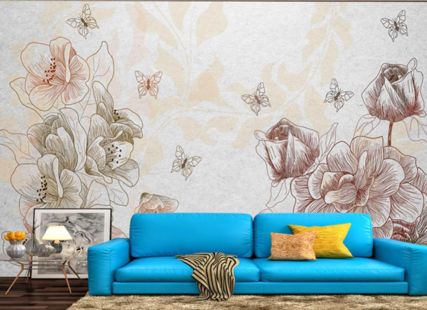 Цветы и бабочки графические