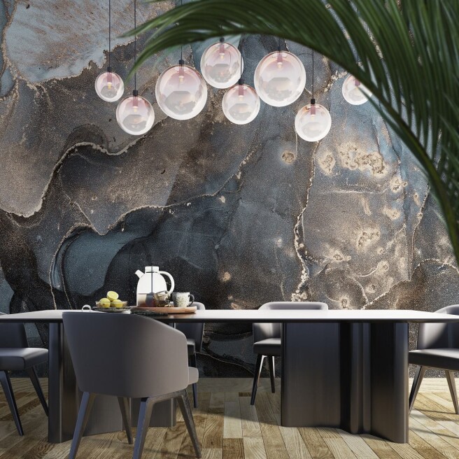 Фотообои синий флюид с мелким вкраплением золота