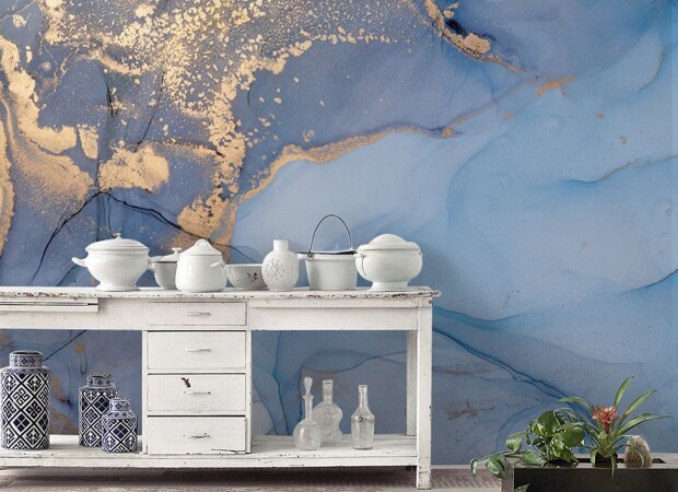 синий флюид с золотом