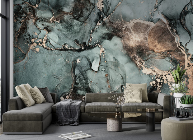 темный зеленый флюид с золотом